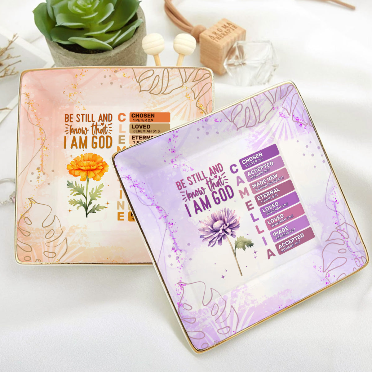Be Still And Know That I Am God | Personalized Ceramic Ring Dish Square