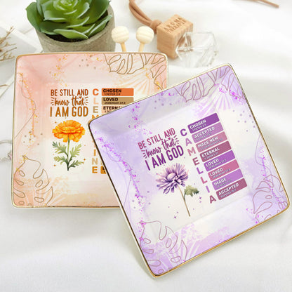 Be Still And Know That I Am God | Personalized Ceramic Ring Dish Square