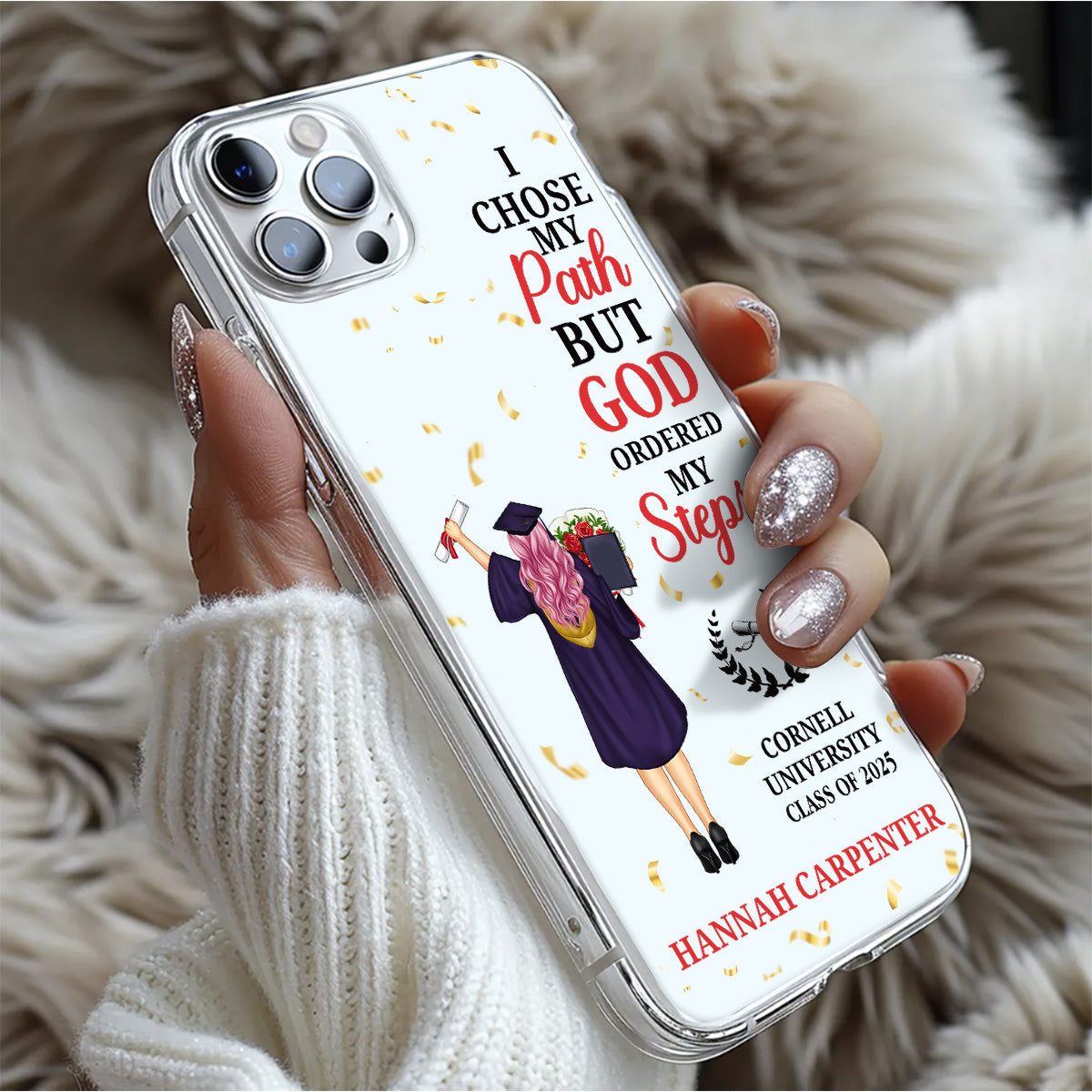 I Chose My Path But God Ordered My Steps | Personalized Clear Silicone Phone Case