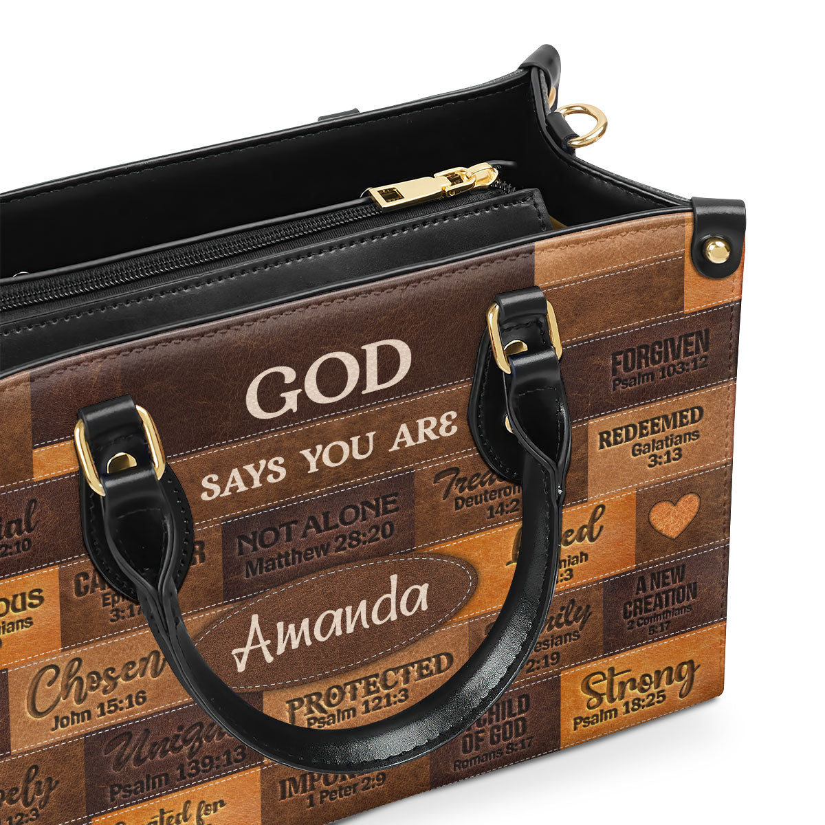 Jesuspirit | God Says I Am | Personalized Leather Handbag With Zipper | Gift For Her LHBNUHN681