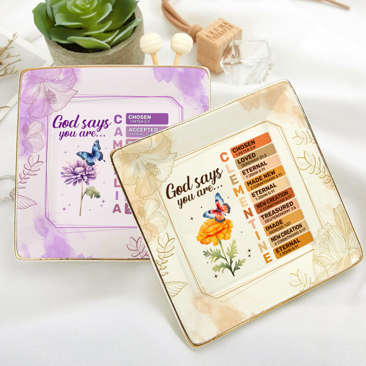 God Says You Are | Personalized Ceramic Ring Dish Square