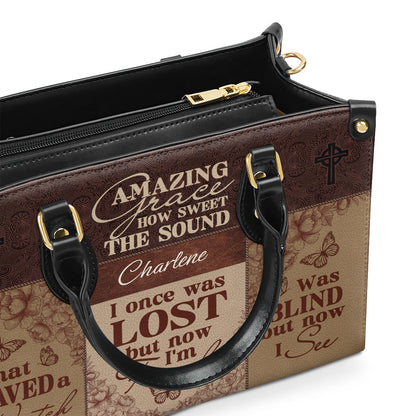 Jesuspirit | Personalized Leather Handbag With Zipper | Amazing Grace LHBM734