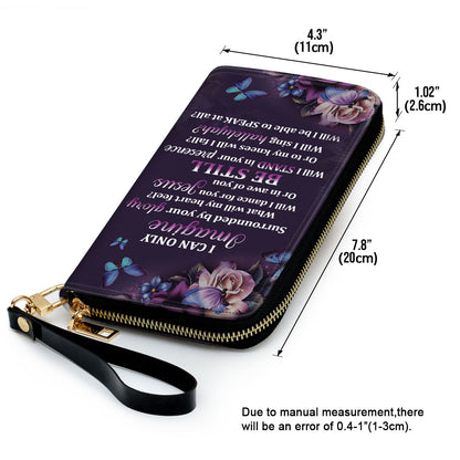 Jesuspirit | Meaningful Gifts For Christian Women | Personalized Purple Zippered Leather Clutch Purse | I Can Only Imagine HH175H