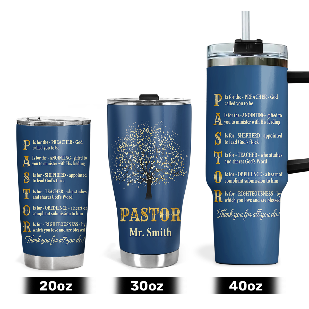 Jesuspirit | Christian Faith Gifts | Stainless Steel Tumbler | Thank You Pastor  SSTNAM1002A