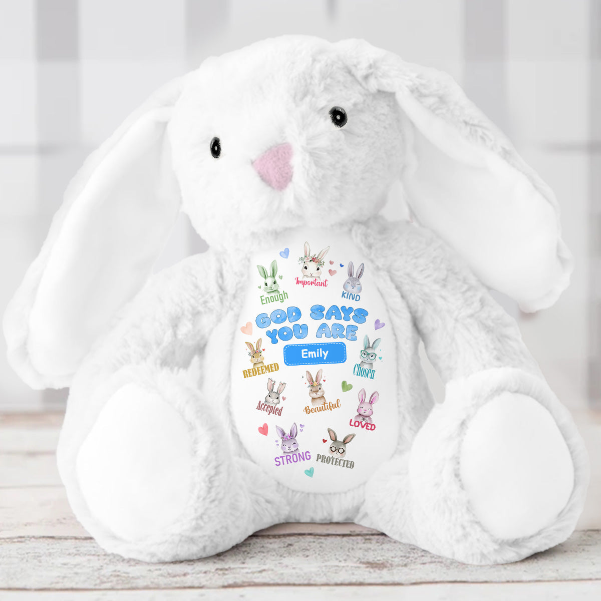 God Says You Are | Personalized Stuffed Bunny