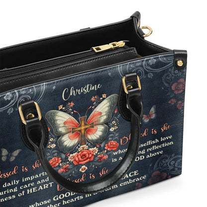 Jesuspirit | Personalized Leather Handbag With Zipper | Blessed Is She LHBM750