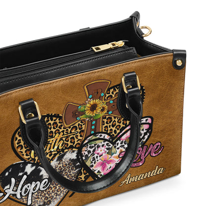 Jesuspirit | Personalized Leather Handbag With Zipper | Faith Hope Love LHBHN687