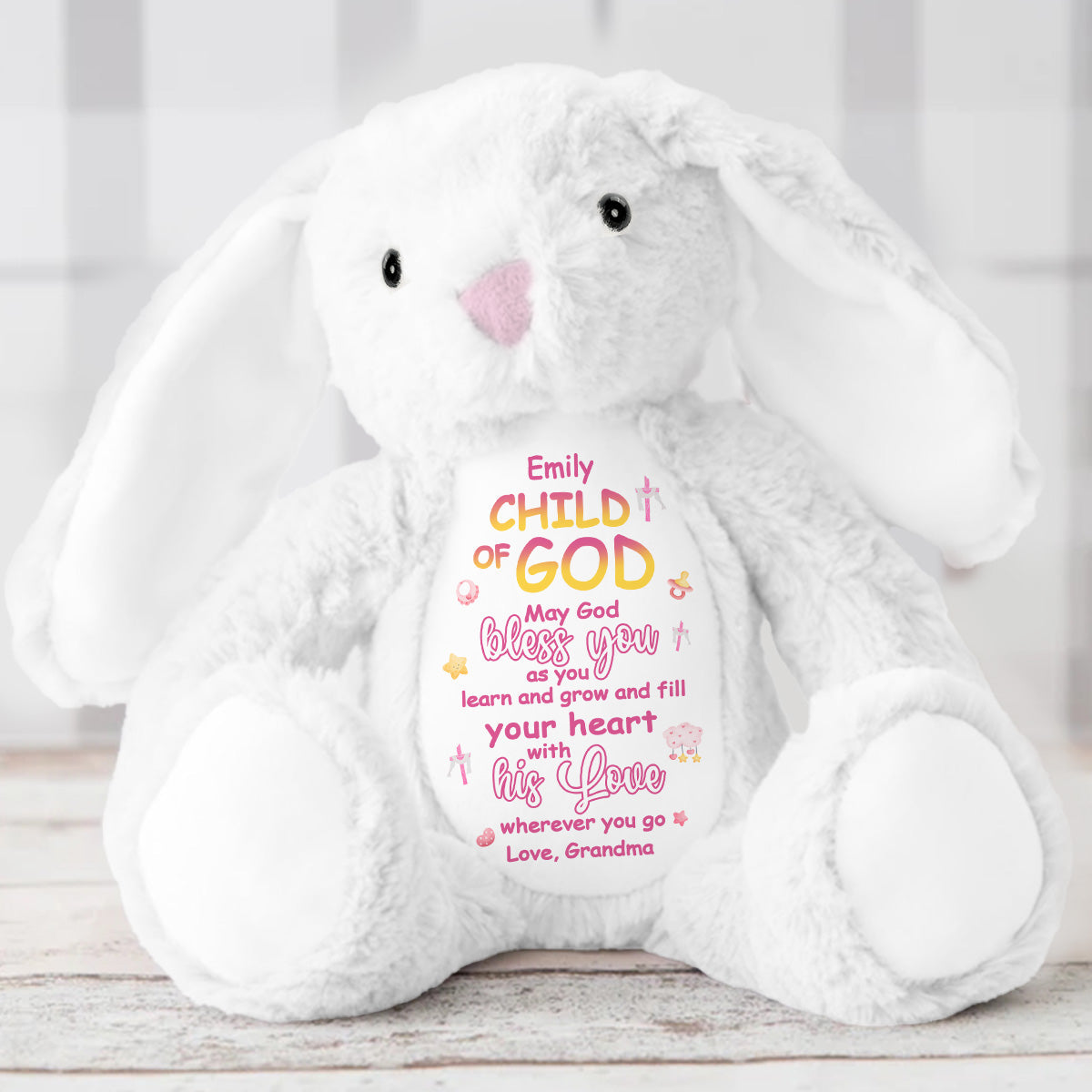 May God Bless You | Personalized Stuffed Bunny