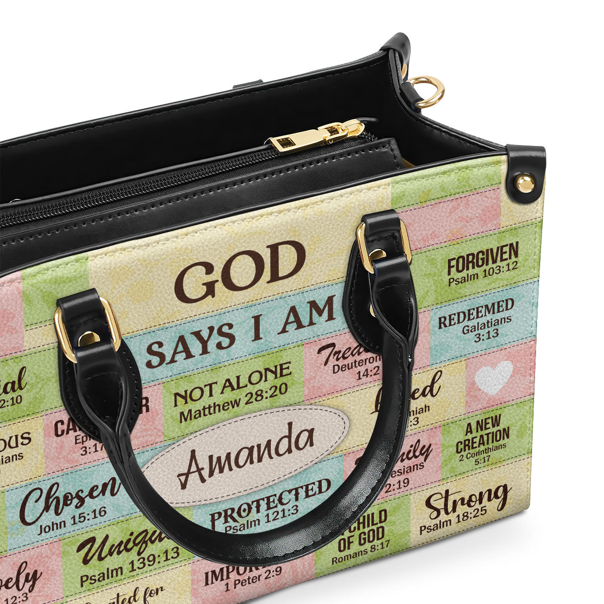 Jesuspirit | Personalized Leather Handbag With Zipper | God Says I Am | Gift For Her LHBNUHN681