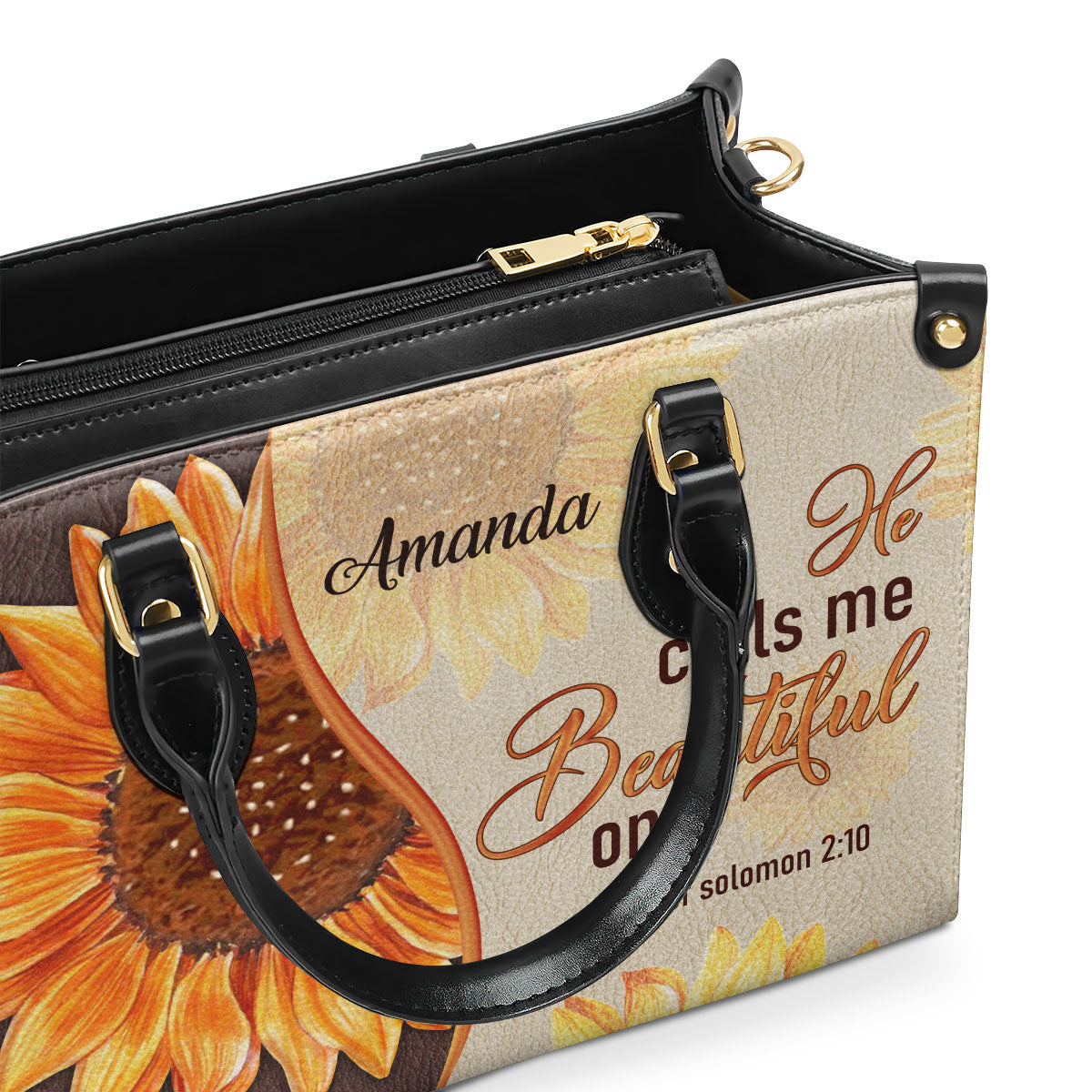 Fancy Sunflower Leather Handbag - He Calls Me Beautiful One AM231