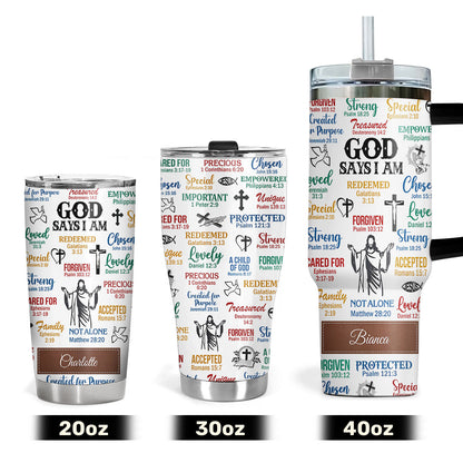 Jesuspirit | What God Says About You | Unique Scripture Gifts For Christian Friends | Personalized Christian Stainless Steel Tumbler SSTH742A