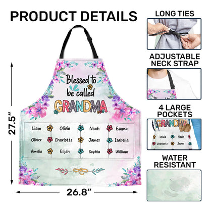 Blessed To Be Called Grandma/Nana | Personalized Apron With Pocket