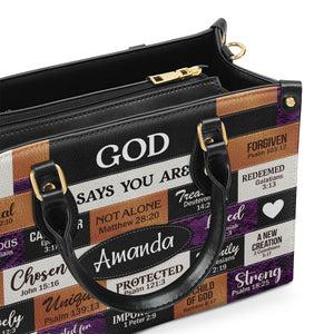 Jesuspirit | God Says I Am | Personalized Leather Handbag With Zipper | Gift For Her LHBNUHN681