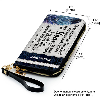 Jesuspirit | They Will Soar On Wings Like Eagles | Christ Gifts For Women Of God | Isaiah 40:31 | Personalized Clutch Purse NUHN310B