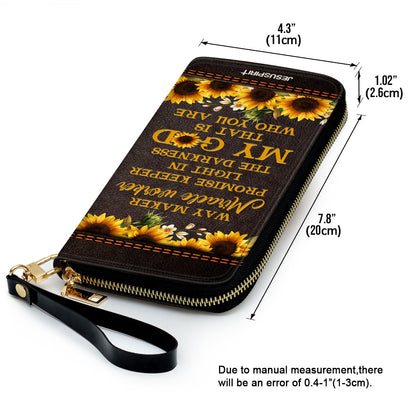 Jesuspirit | Personalized Sunflower Clutch Purse | Scripture Gifts For Christ Women | Way Maker And Miracle Worker HN147B