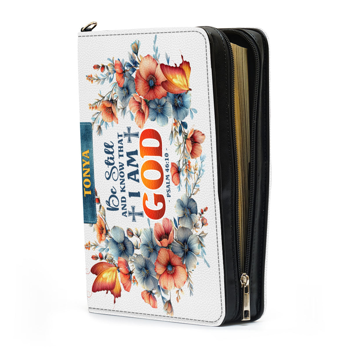 Jesuspirit | Personalized Leather Bible Cover | Be Still And Know That I Am God | Psalm 46:10 BCM780