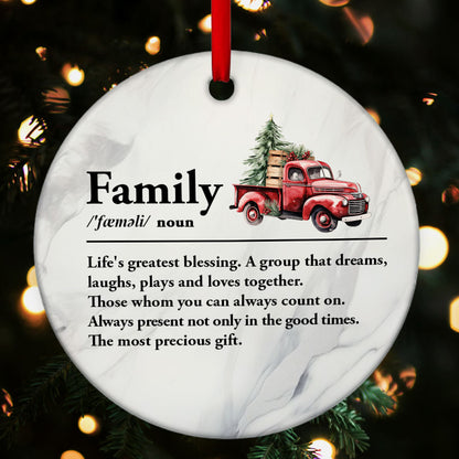 Family Definition | Personalized Round Shaped Ceramic Ornament JSRSCOPT2752L