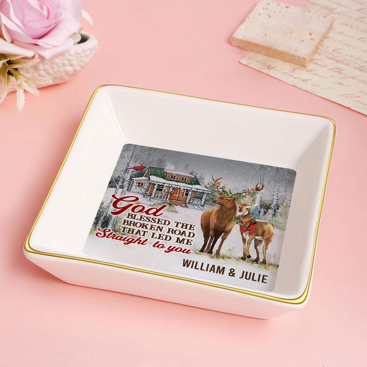 God Blessed The Broken Road That Led Me Straight To You | Personalized Jewelry Dish