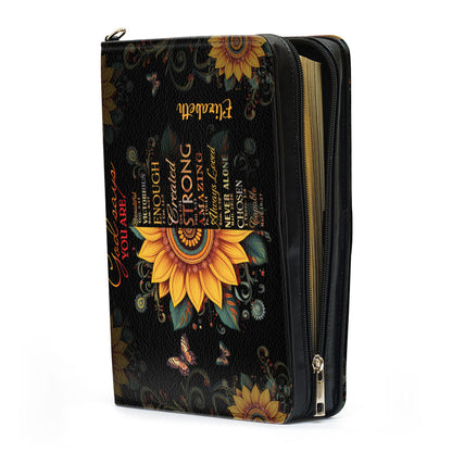 Jesuspirit | Personalized Bible Cover With Handle | Spiritual Gift For Christian People | Sunflower God Says You Are BCM723