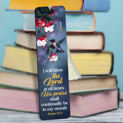 Jesuspirit | Flower And Humming Bird | I Will Bless The God | Psalm 34:1 | Beautiful Personalized Wooden Bookmarks MH37