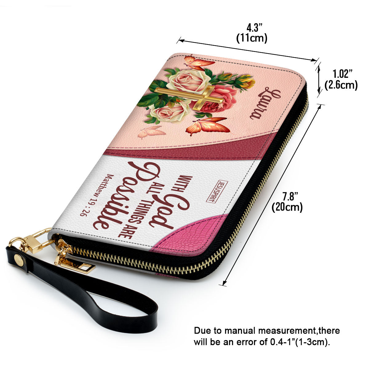 Jesuspirit | With God All Things Are Possible | Matthew 19:26 | Christian Gifts For Religious Women | Personalized Clutch Purse NUH326B