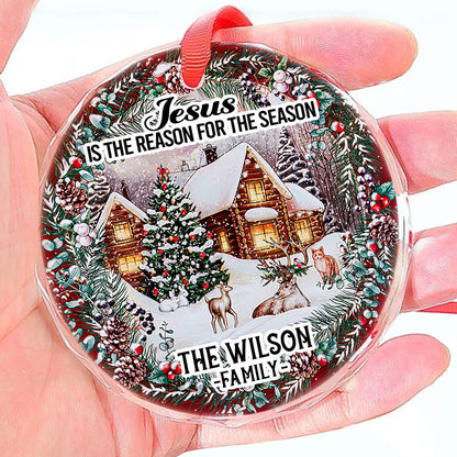 Jesus Is The Reason For The Season | Personalized 1-Side Round Glass Ornament