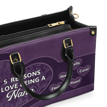 The Reason I Love Being A Grandma | Personalized Leather Handbag JSLHBPT2648TA