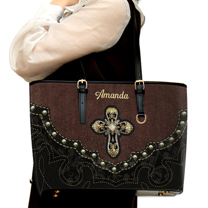 Unique Cross Large Leather Tote Bag HM368