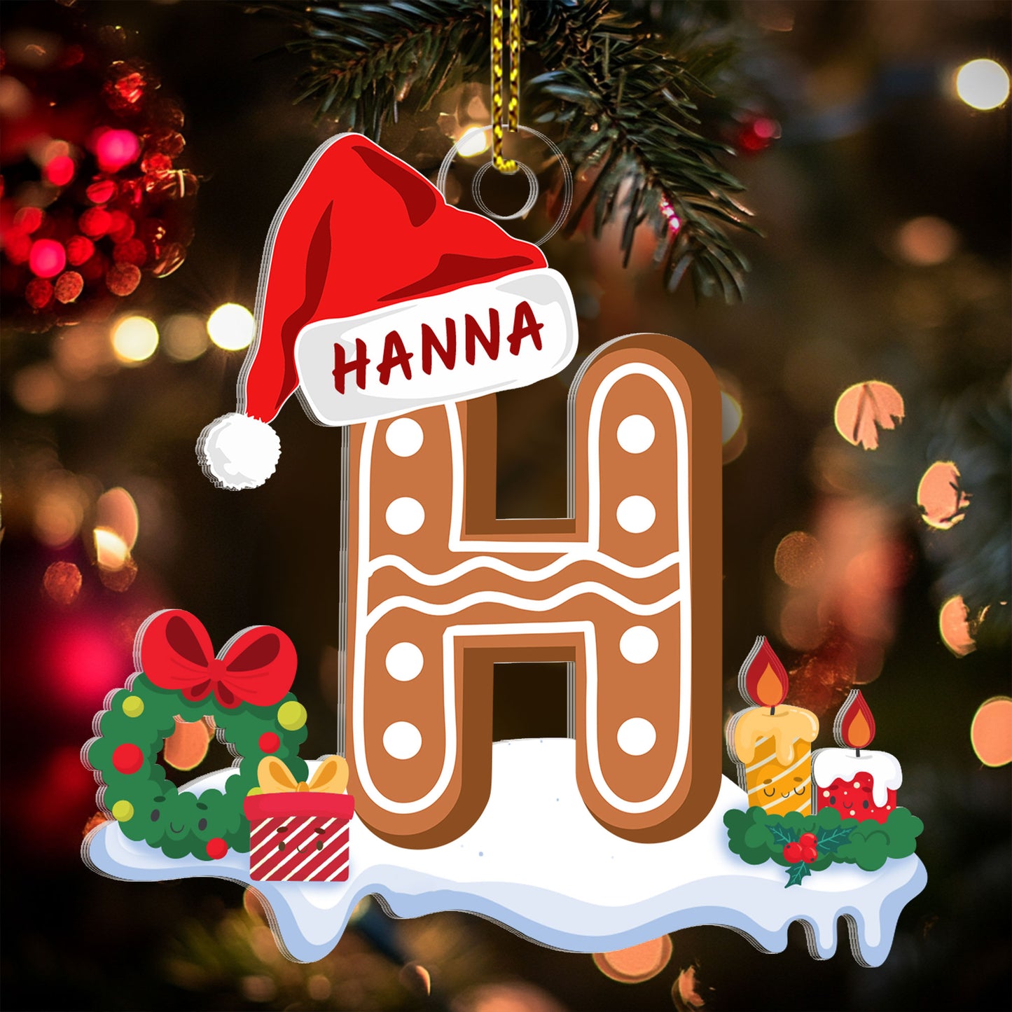 Gingerbread Cookie Letter | Personalized 1-Side Acrylic Ornament JSACOPT2057D