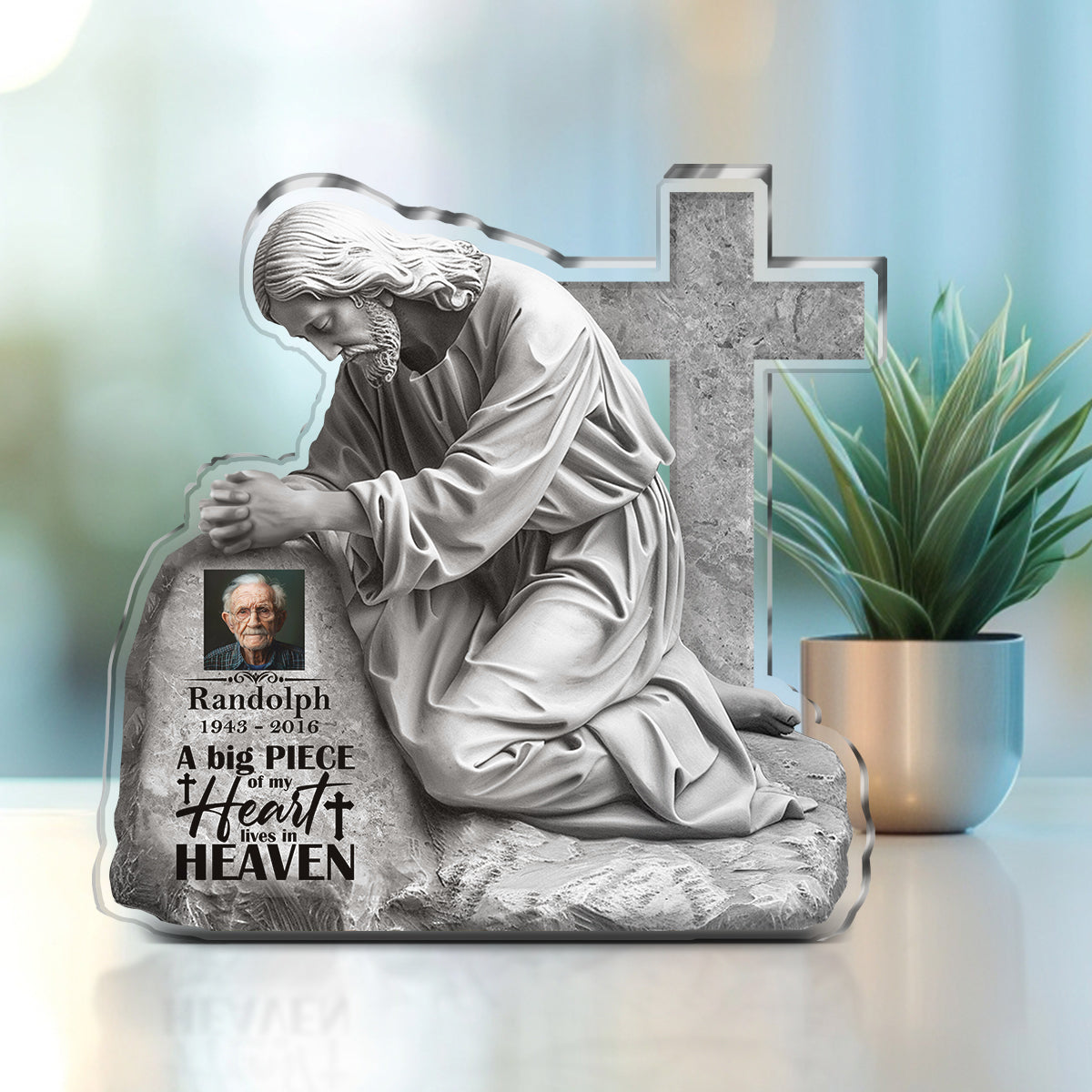 A Big Piece Of My Heart Lives In Heaven | Personalized Custom Shaped Squared Acrylic Plaque JSAPPPT1664TA