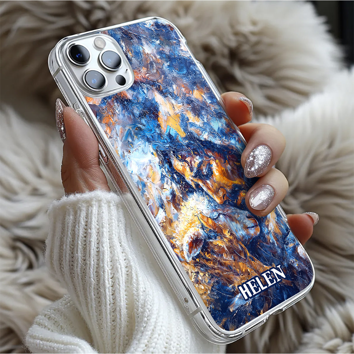 Abstract Painting Of Jesus And Lost Lamb | Personalized Clear Silicone Phone Case