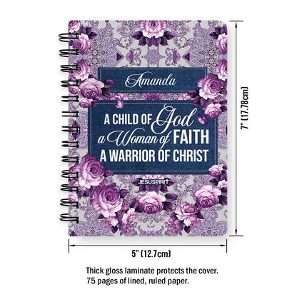 Jesuspirit | Brilliant Gift For Christian Ladies | Personalized Spiral Journal | Roses And Butterfly | A Woman Of Faith SJM19