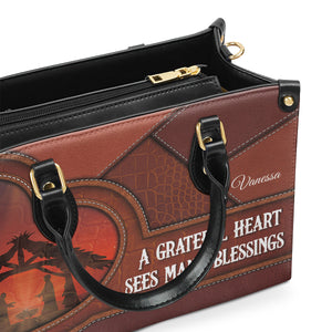 A Grateful Heart Sees Many Blessings - Beautiful Personalized Leather Handbag AHN261