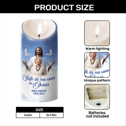 Safe In The Arms Of Jesus | Personalized Flameless LED Candle