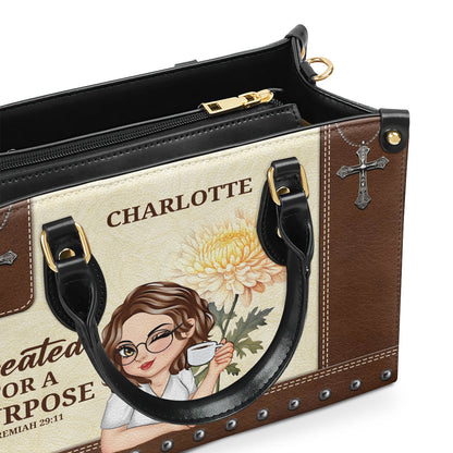Created For A Purpose | Personalized Leather Handbag JSLHBPTN1313M