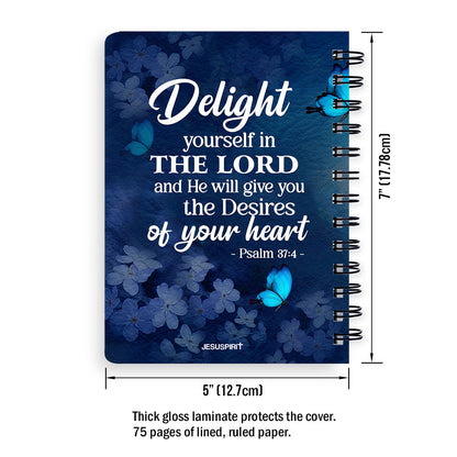 Jesuspirit | Delight Yourself In The Lord | Psalm 37:4 | Special Gift For Christians | Stunning Personalized Spiral Journal SJH47