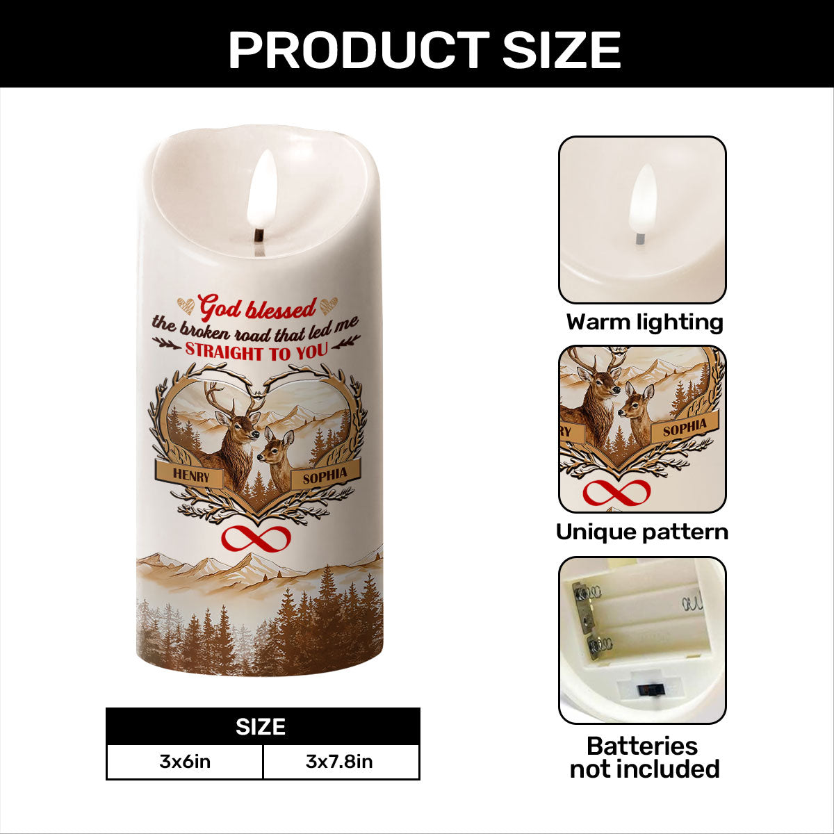 God Blessed The Broken Road That Led Me Straight To You | Personalized Flameless LED Candle
