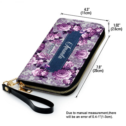Jesuspirit | Butterfly And Roses | Beautiful Personalized Leather Clutch Purse For Women |  A Warrior Of Christ CPM19