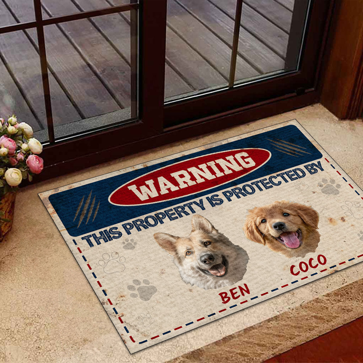 Warning This Property Is Protected By | Personalized Doormat JSDMPT1962L