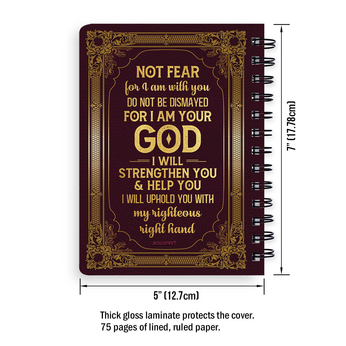 Jesuspirit Spiral Journal | Isaiah 41:13 | For I Am Your God | Spiritual Gifts For Christian Friends | Jesus And Cross SJH724