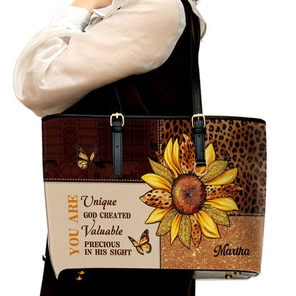 You Are Unique | Personalized Large Leather Tote Bag LLTBM760