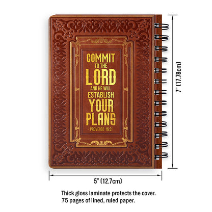 Jesuspirit Cross Spiral Journal | Inspirational Gifts For Christians | Proverbs 16:3 | Commit To The Lord And He Will Establish Your Plans SJH722
