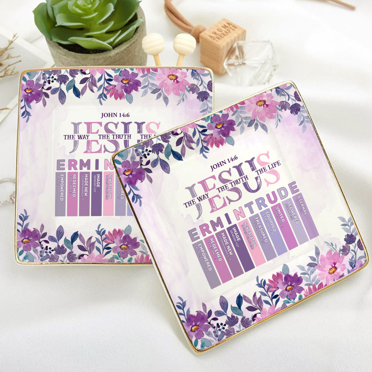 Jesus The Way The Truth The Life | Personalized Ceramic Ring Dish Square