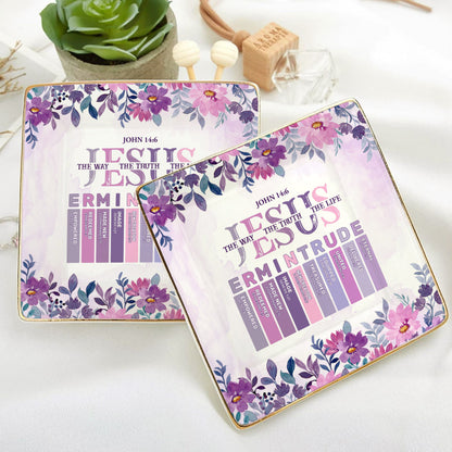 Jesus The Way The Truth The Life | Personalized Ceramic Ring Dish Square