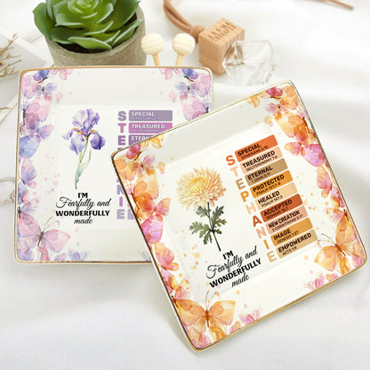 Fearfully And Wonderfully Made | Personalized Ceramic Ring Dish Square