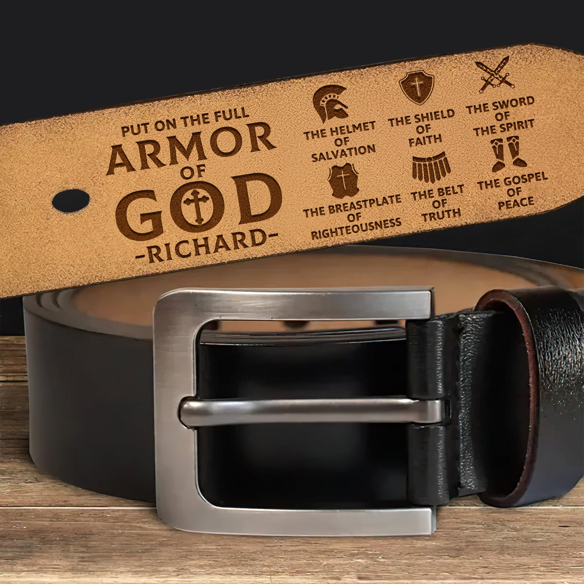 Armor Of God | Personalized Engraved Leather Belt