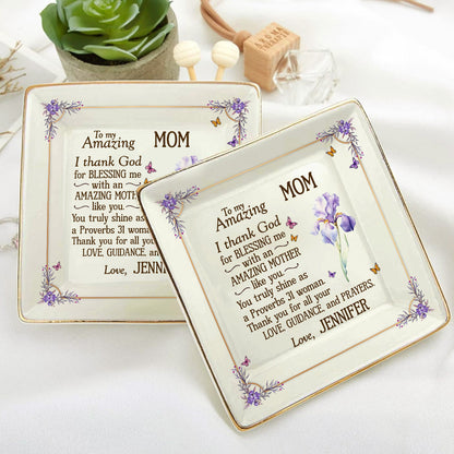 To My Amazing Mom | Personalized Ceramic Ring Dish Square