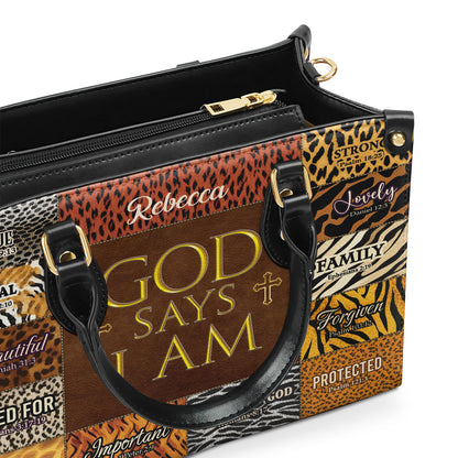 Jesuspirit | Personalized Leather Handbag With Zipper | God Says  I Am Unique LHBM724