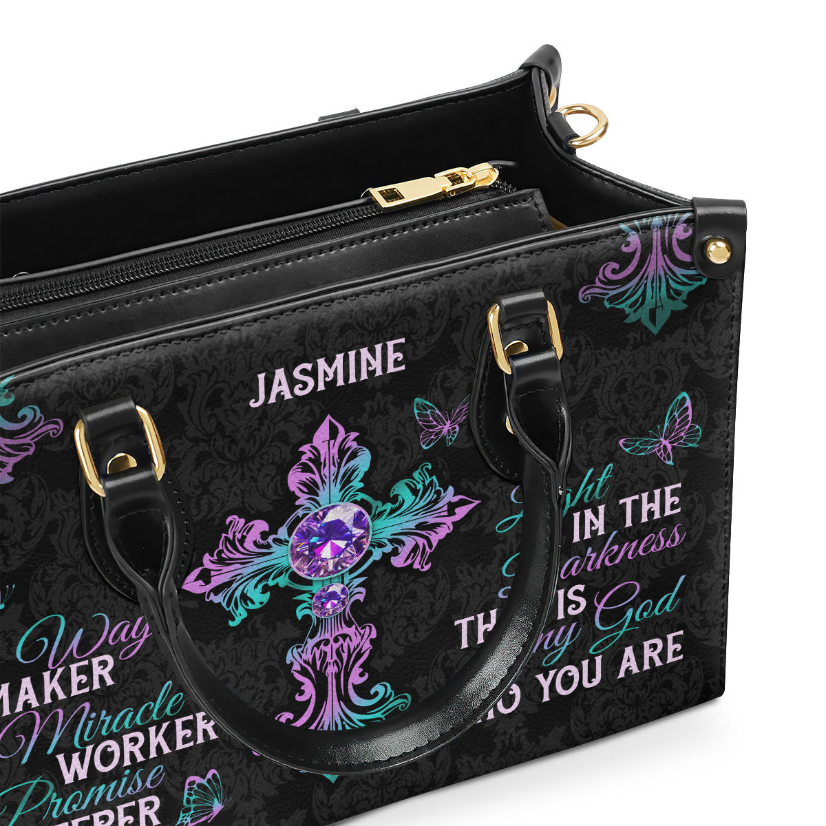 Way Maker Miracle Worker Promise Keeper | Personalized Leather Handbag JSLHBPT845T