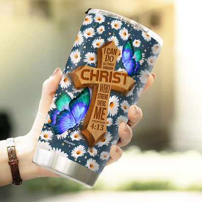 Jesuspirit | Daisy Stainless Steel Tumbler 20oz | Philippians 4:13 | I Can Do All Things Through Christ | Christian Gift Ideas For Relatives SSTH782